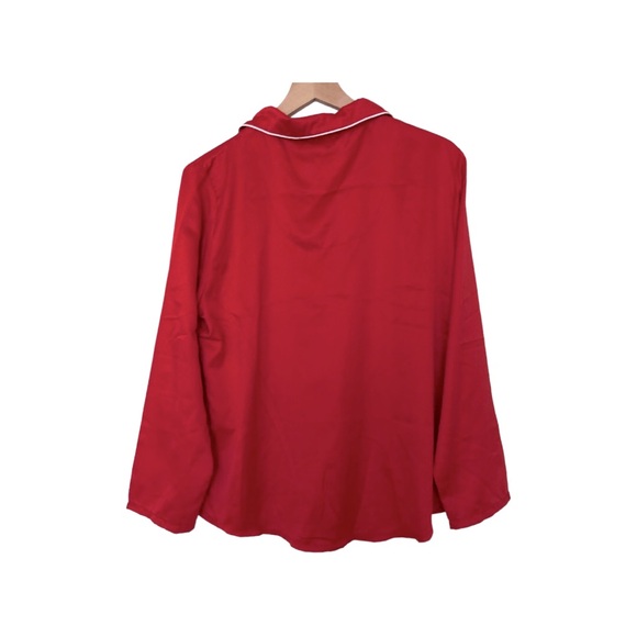 Ink + Ivy.  Red Satin Pajamas Set Button Down Top Drawstring Pants Size XXL - Picture 4 of 9